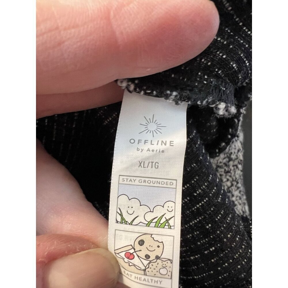 NWOT Aerie OFFLINE Snowday Mock Neck Crop Sweater Pullover Gray Black XL Soft - Picture 10 of 11